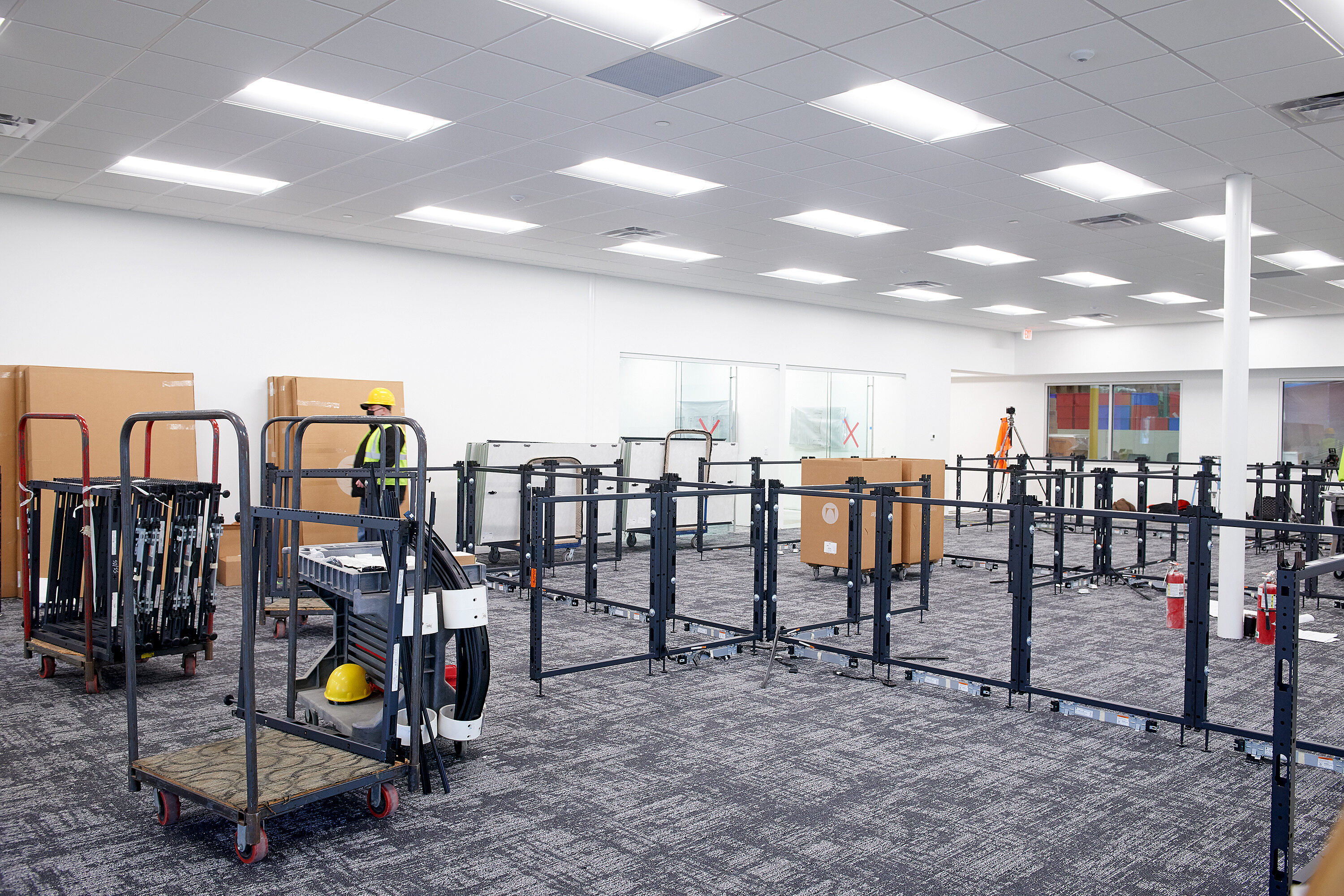 room of panel frames during installation