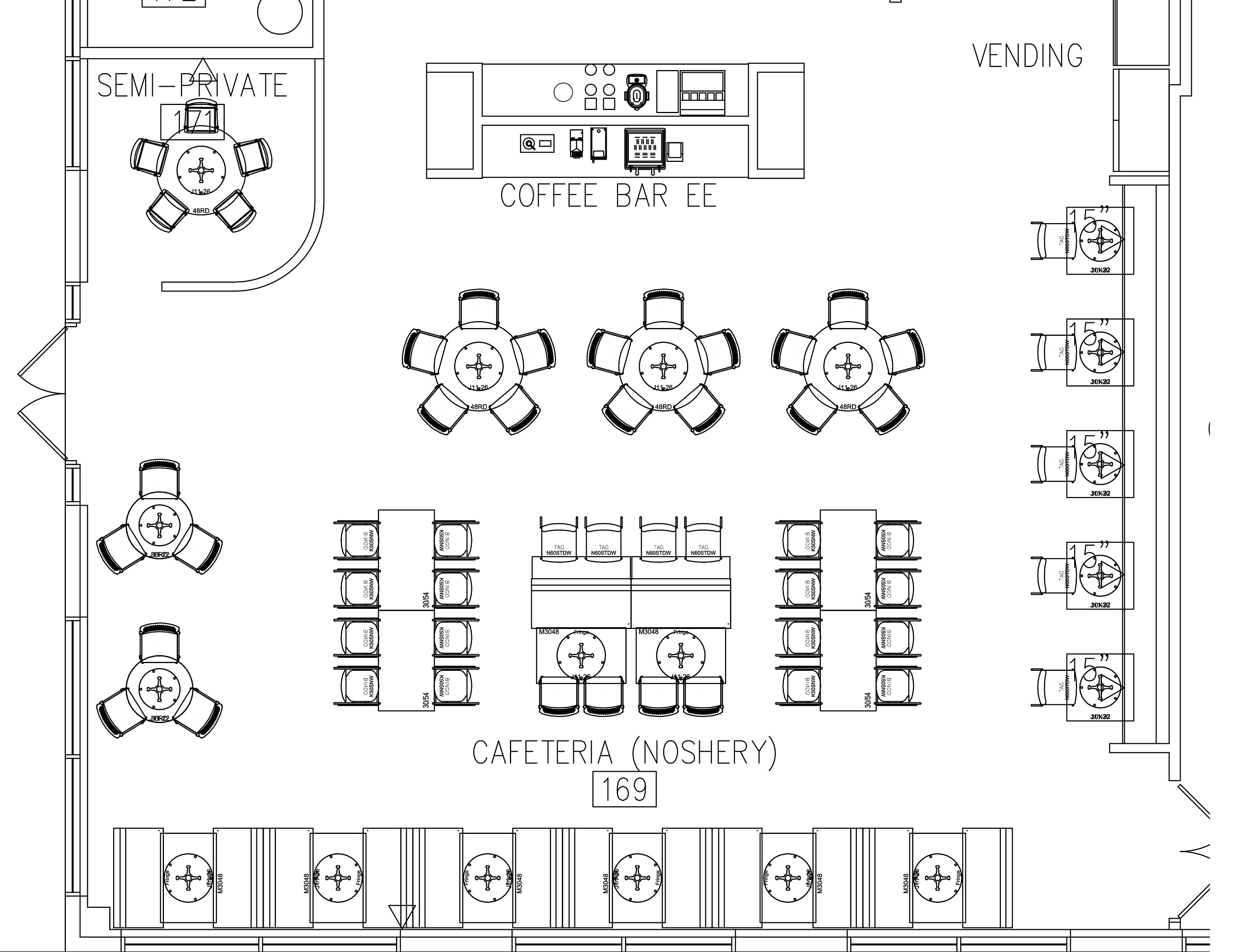 floor plan of cafe seating